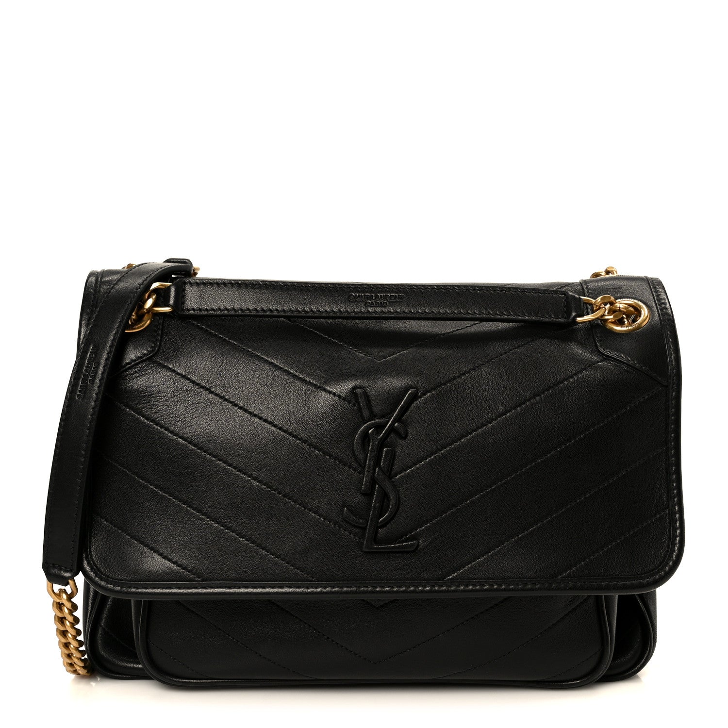 Saint Laurent Lambskin Matelasse Monogram Medium Niki Chain Satchel Black 1 of 11