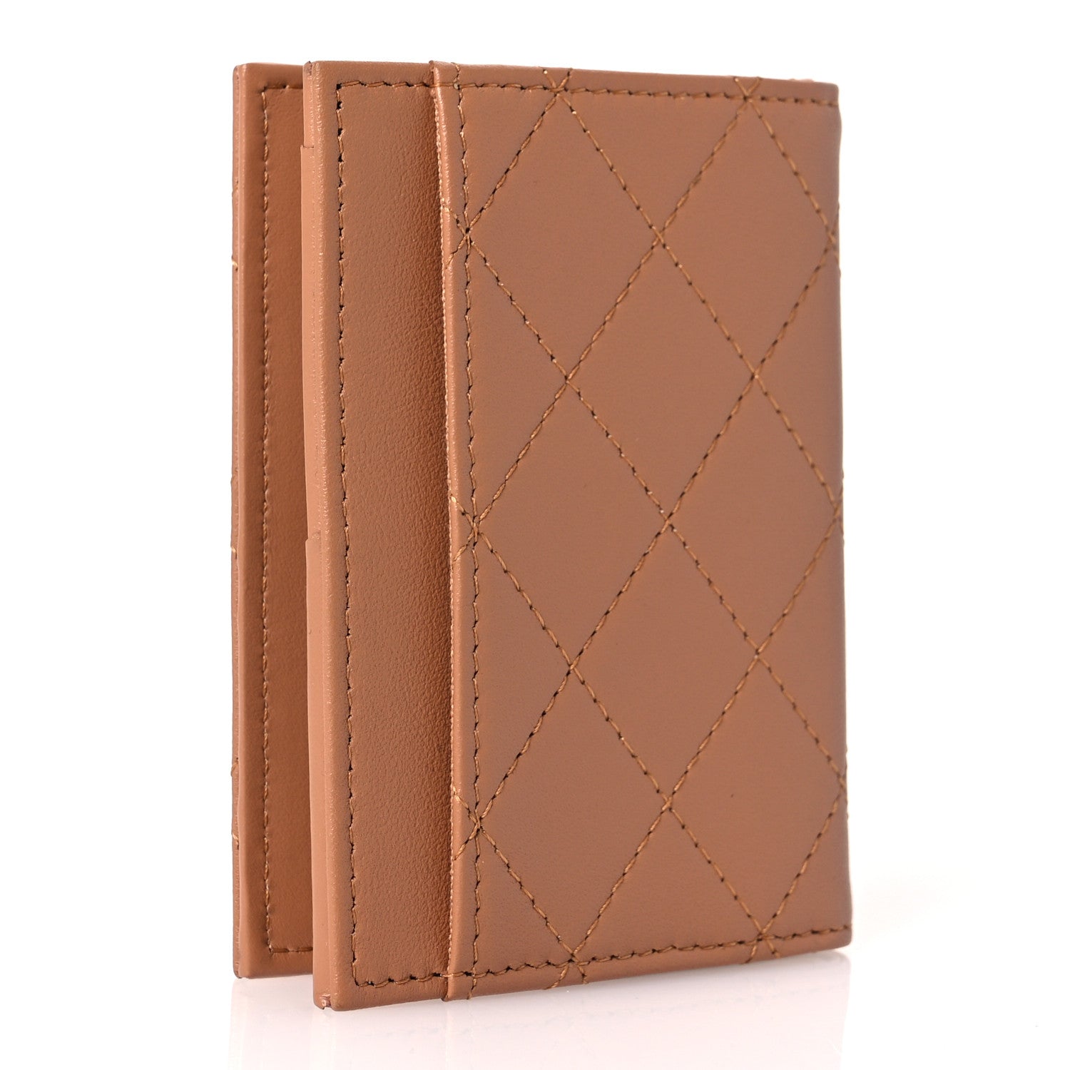 Chanel Grained Calfskin Quilted Card Holder Wallet Brown 3 of 9