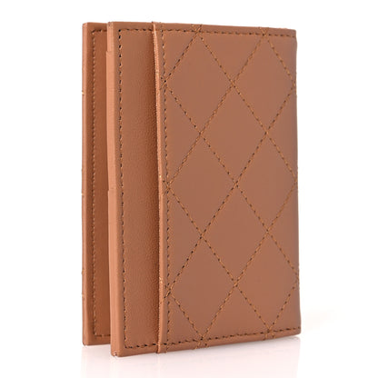 Chanel Grained Calfskin Quilted Card Holder Wallet Brown 3 of 9