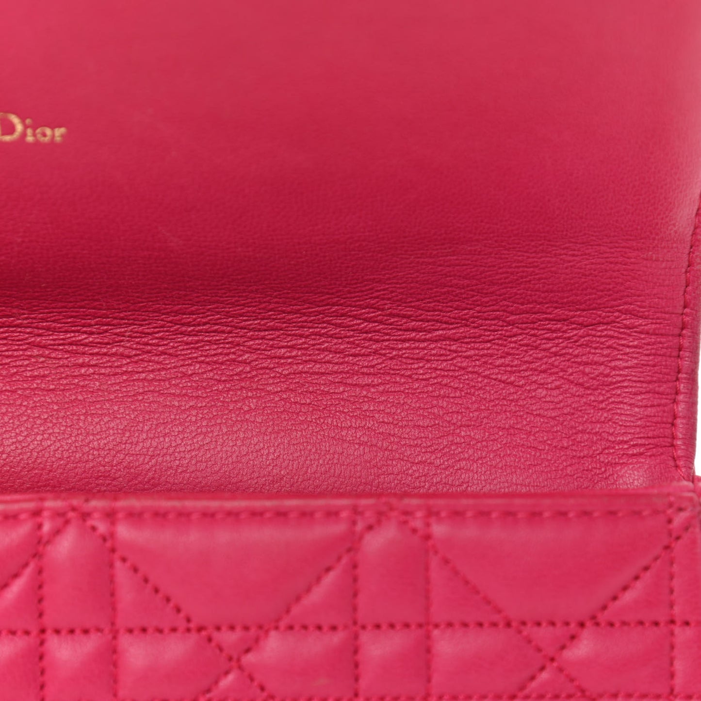 Lambskin Cannage Miss Dior Promenade Pouch Fuchsia