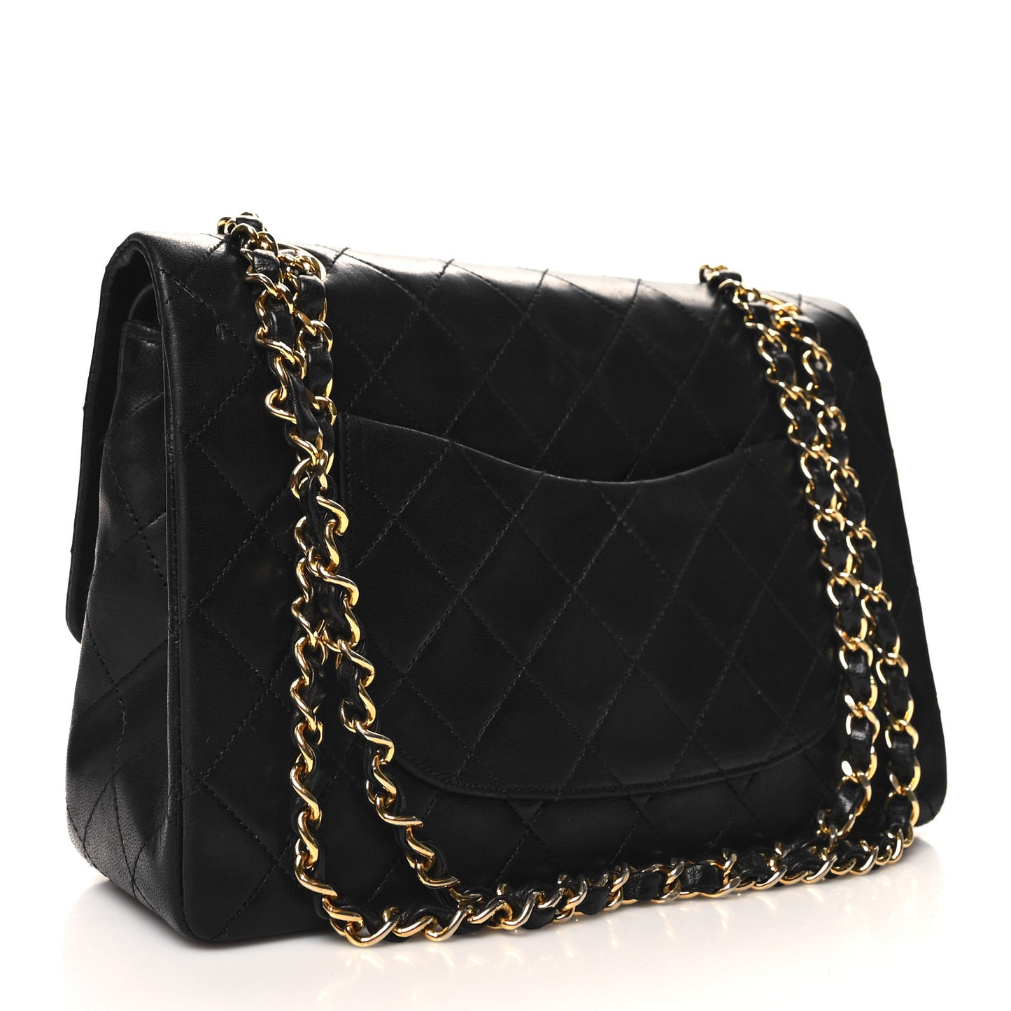 Lambskin Quilted Medium Double Flap Black