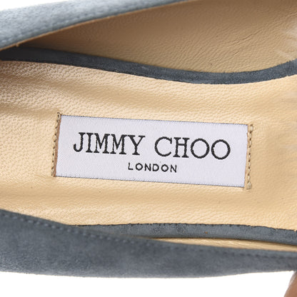 Jimmy Choo Suede Fox Fur Gale Ballet Flats 40 Blue 8 of 8