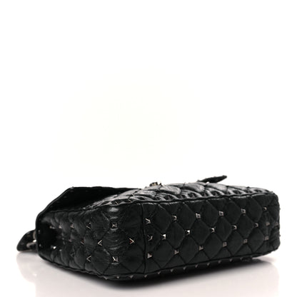 Valentino Garavani Craquele Nappa Medium Rockstud Spike Shoulder Bag Black 4 of 8