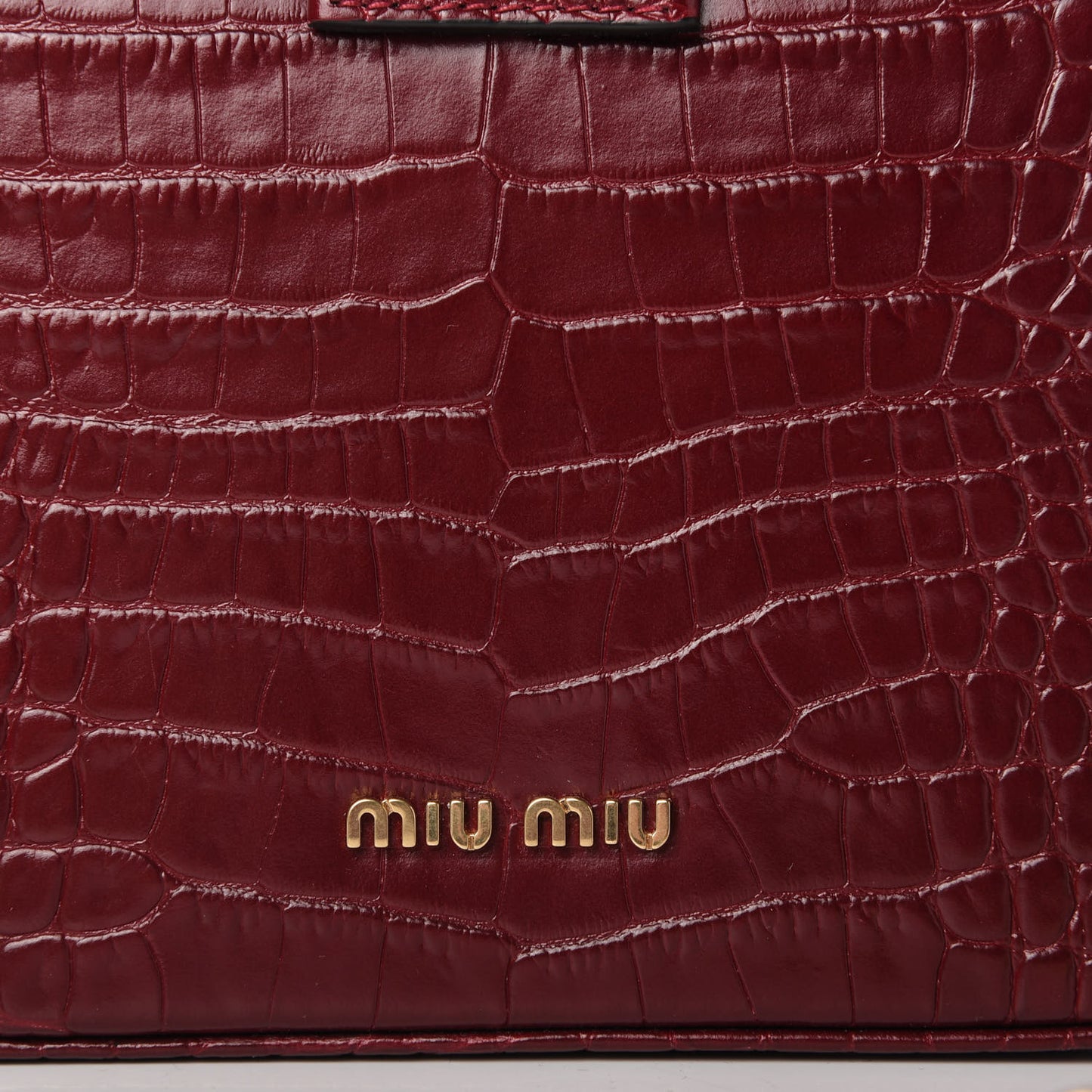 Crocodile Print Calfskin Top Handle Bag Rubino