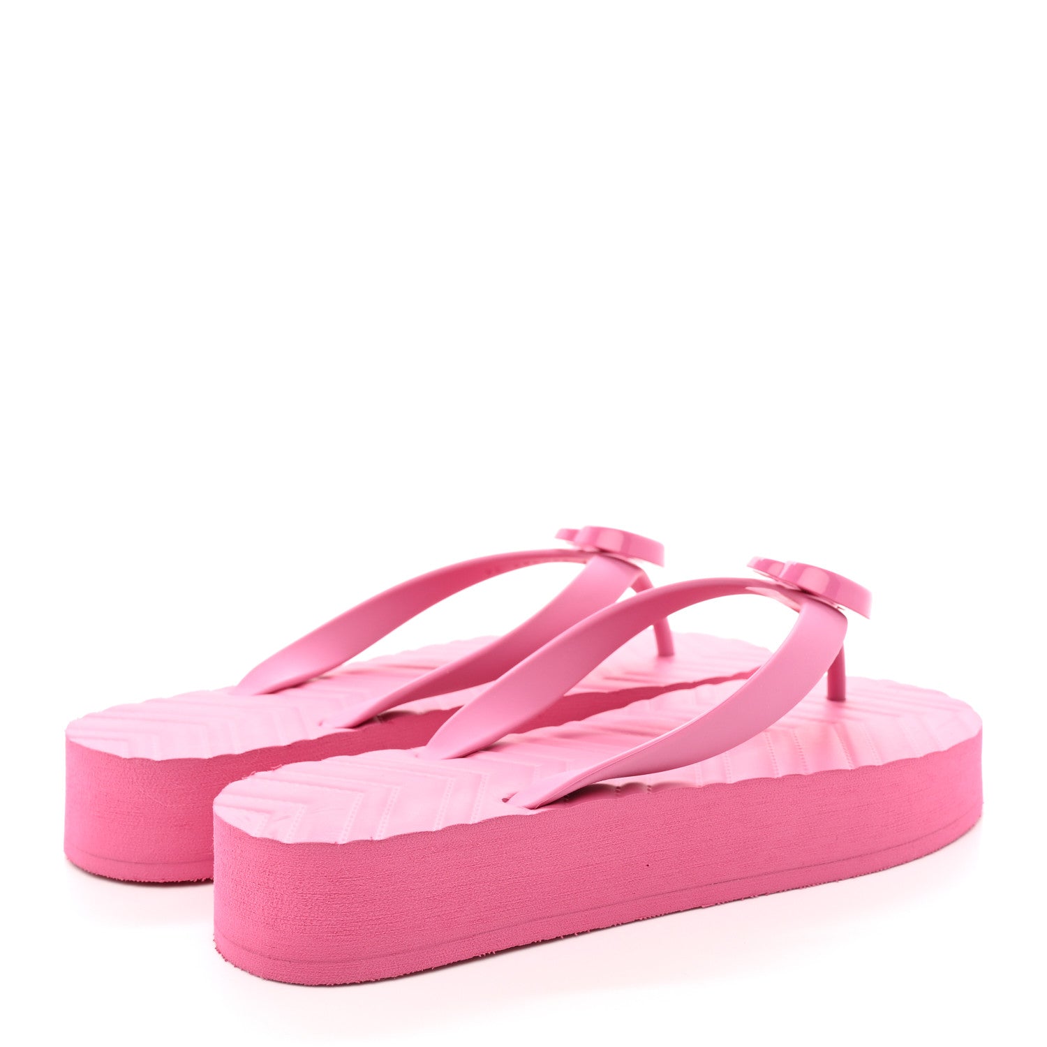 Gucci Rubber Chevron Womens GG Thong Sandals 36 Pink Tropical Flower 4 of 10