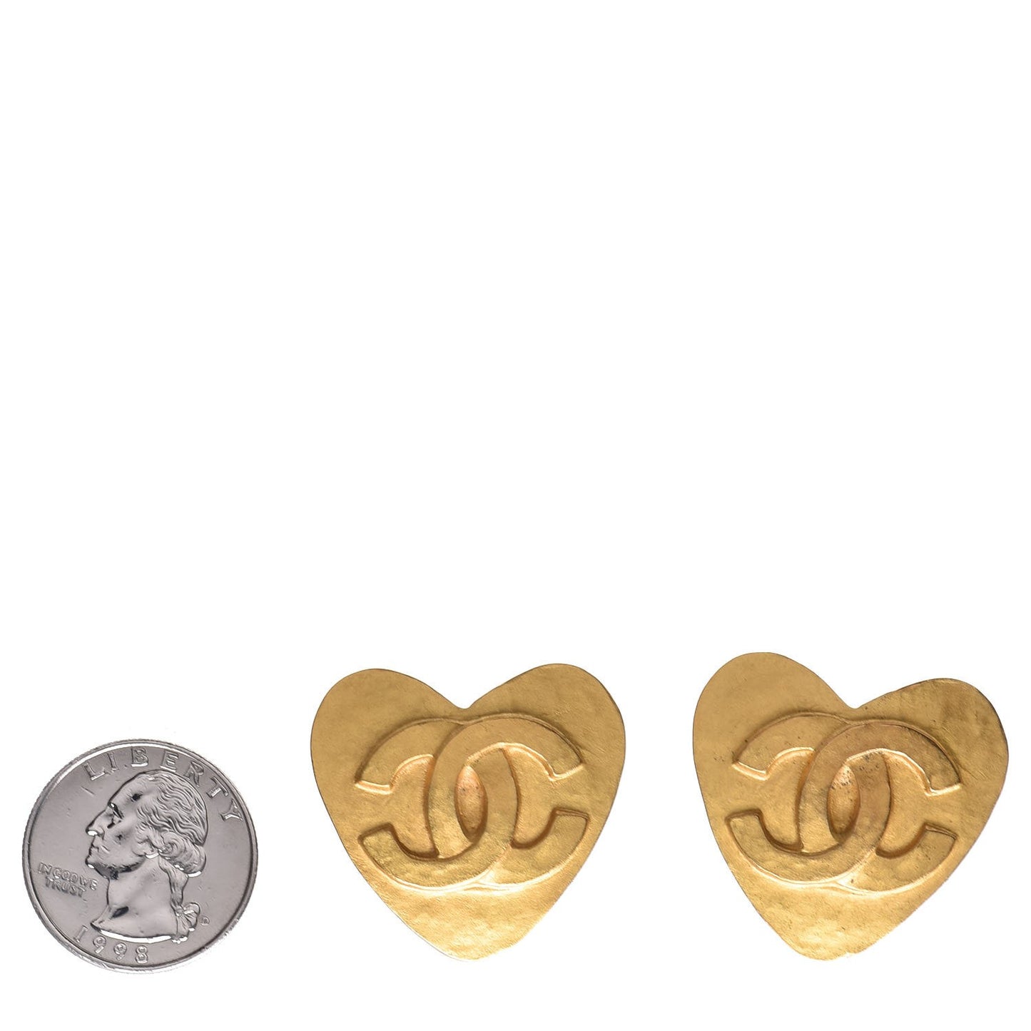 CC Heart Clip On Earrings Gold