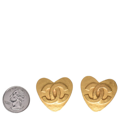 Chanel CC Heart Clip On Earrings Gold 2 of 4