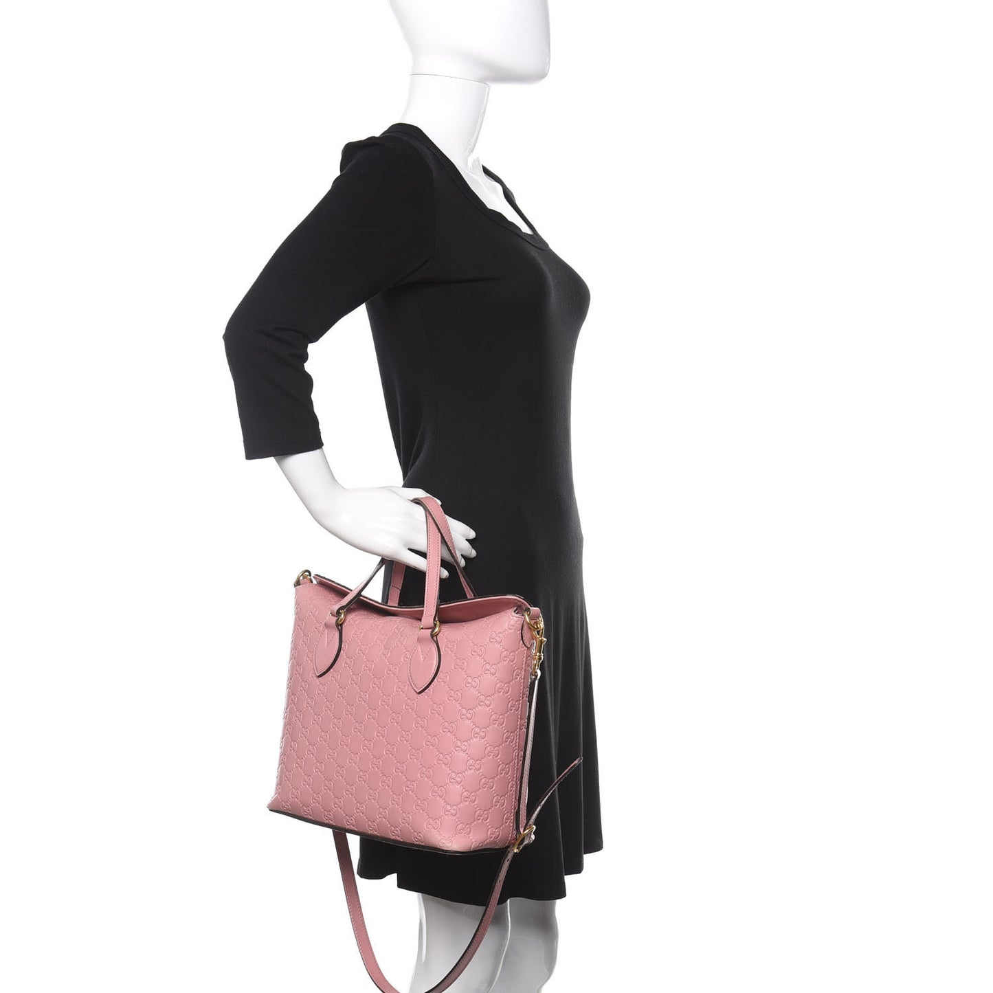 Guccissima Signature Linea A Foldover Tote Rose Baby Candy