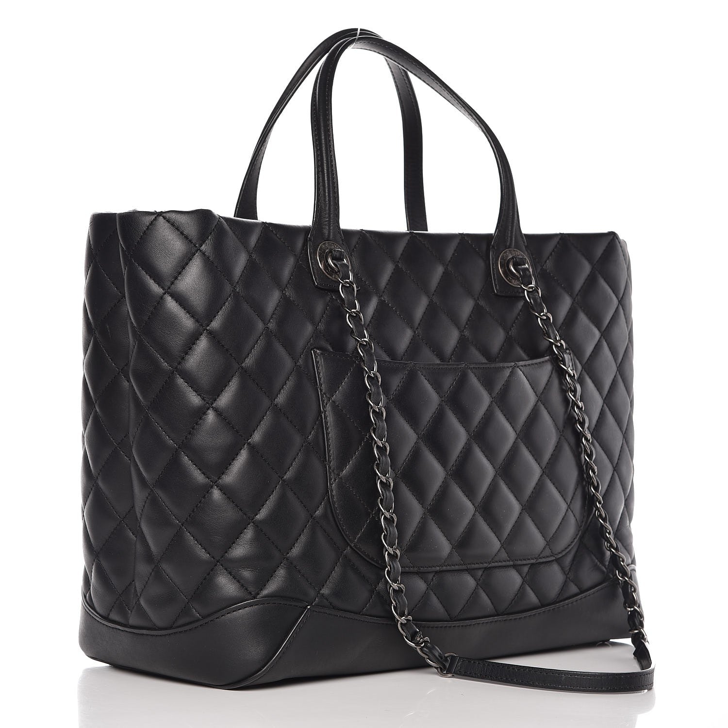 Chanel Calfskin Quilted Large Easy Shopping Tote Black 3 of 11