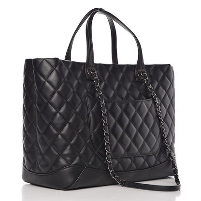 Chanel Calfskin Quilted Large Easy Shopping Tote Black 3 of 11