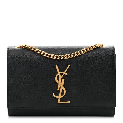 Saint Laurent Grain De Poudre Small Monogram Kate Satchel Black 1 of 12