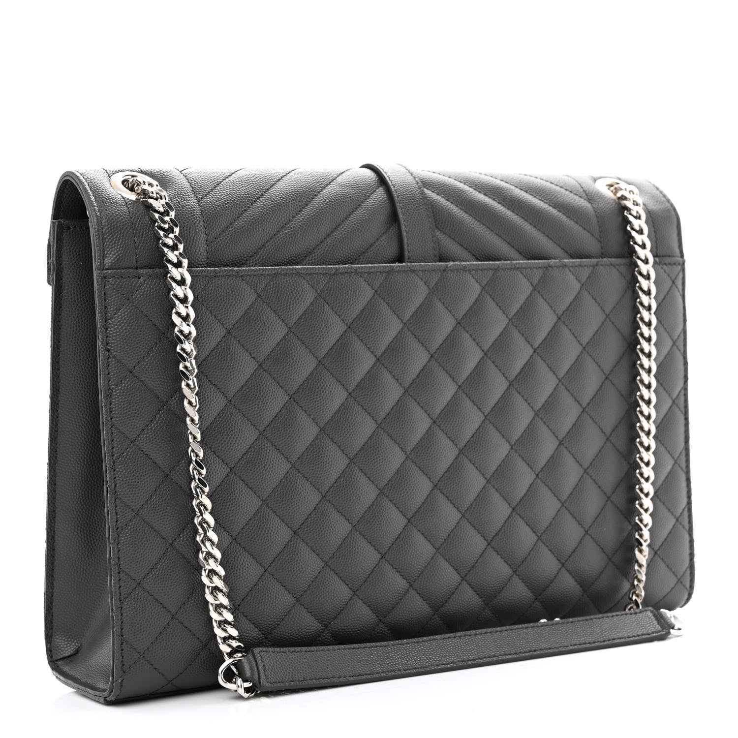 Saint Laurent Grain De Poudre Textured Mixed Matelasse Large Triquilt Monogram Satchel Asphalt 3 of 10