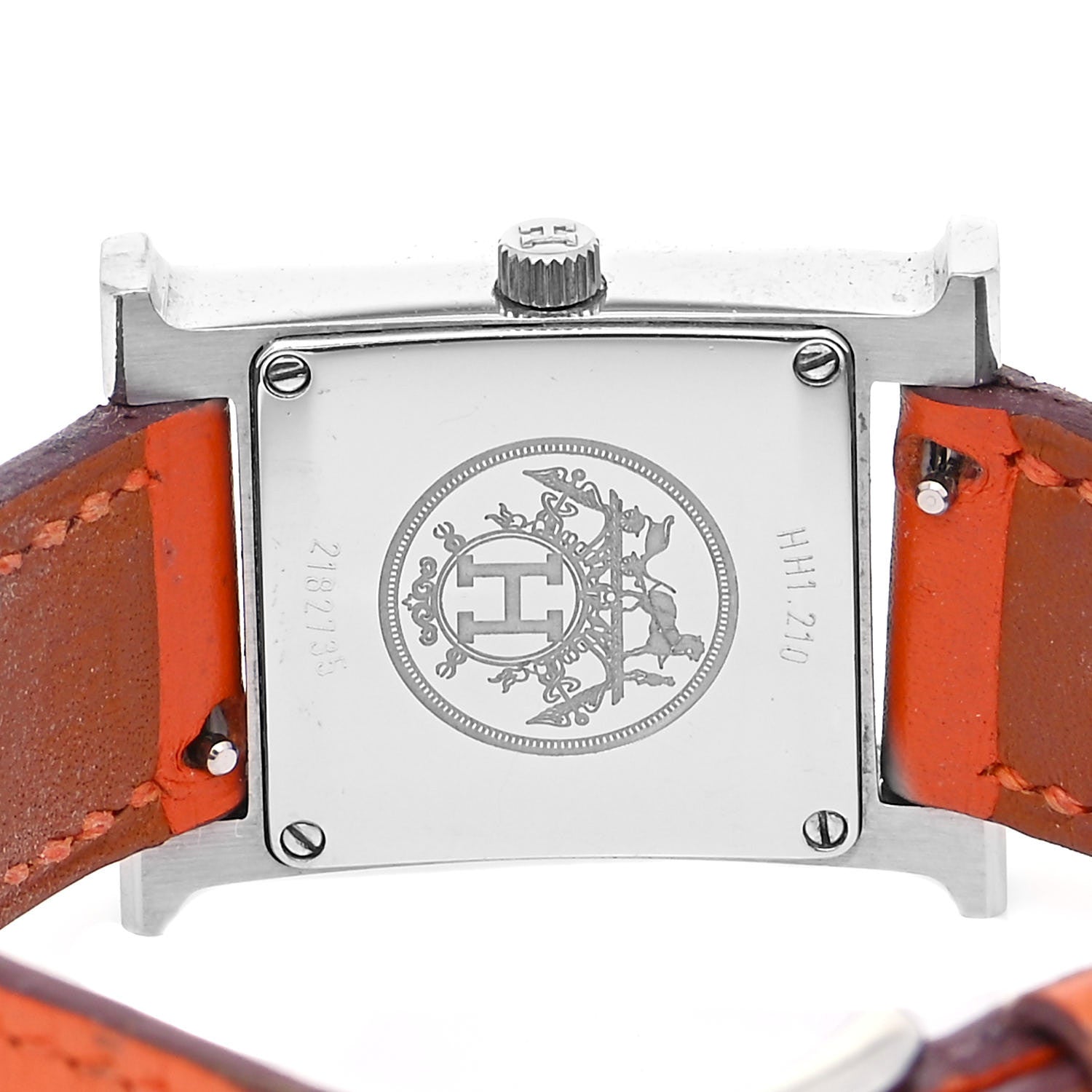 Hermes Stainless Steel Swift 21mm Heure H Hour Quartz Watch Orange 4 of 5