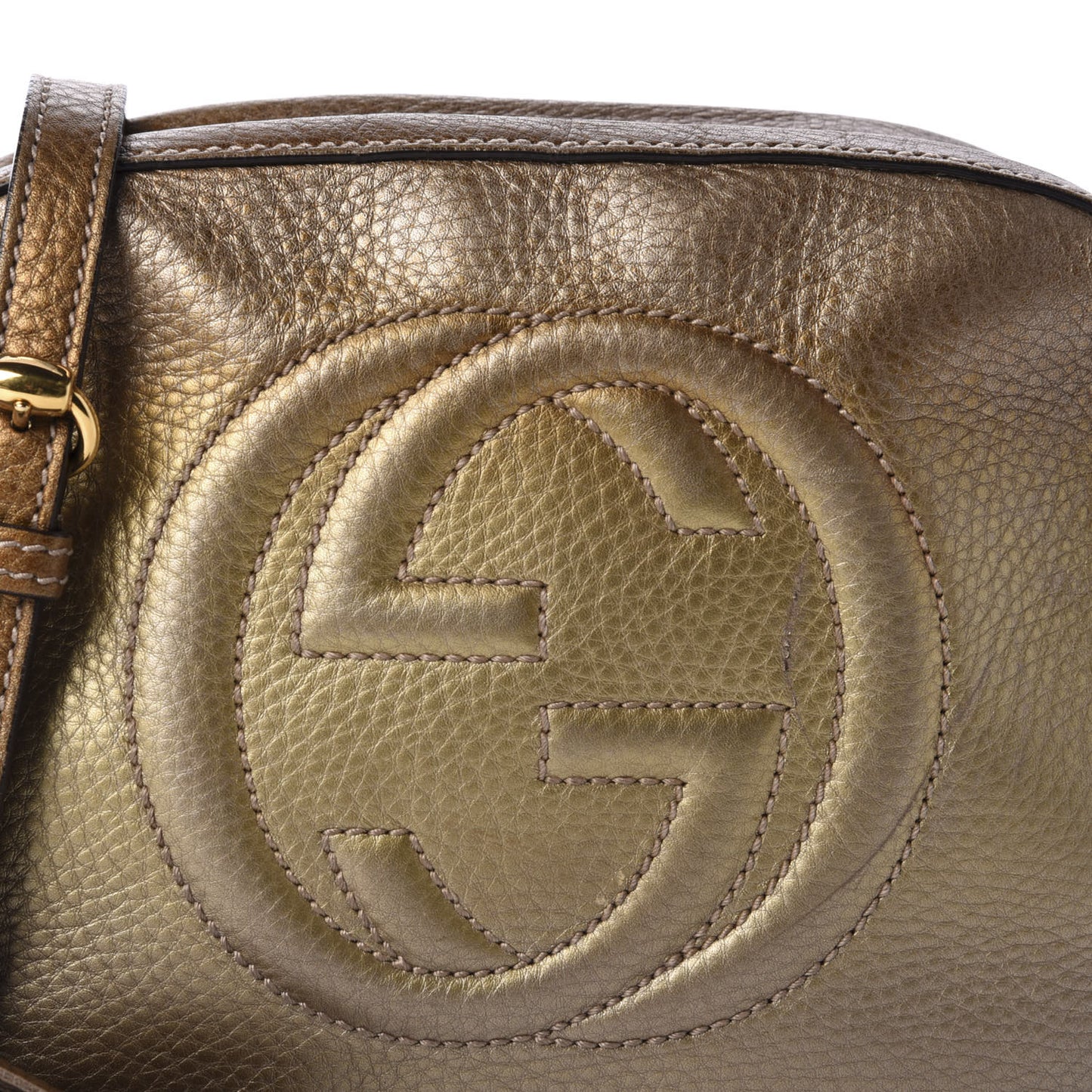 Metallic Pebbled Calfskin Small Soho Disco Bag Gold Ombre