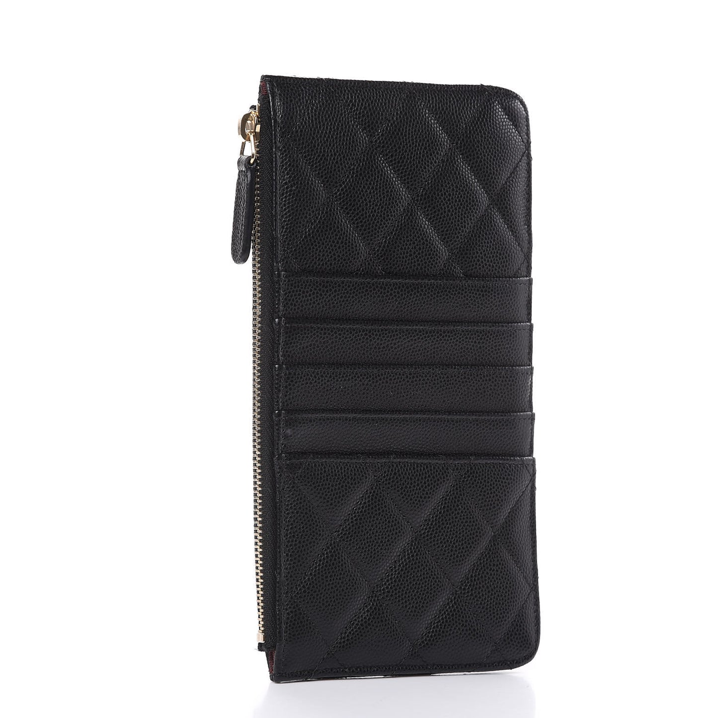 Caviar Quilted Classic Flat Wallet Pouch Black