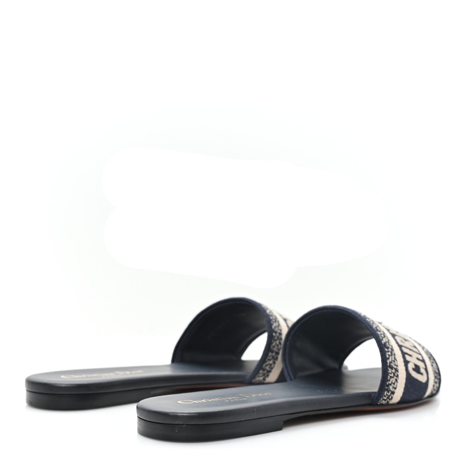 Christian Dior Canvas Embroidered Dway Mules Slide Sandals 38.5 Deep Blue 5 of 9