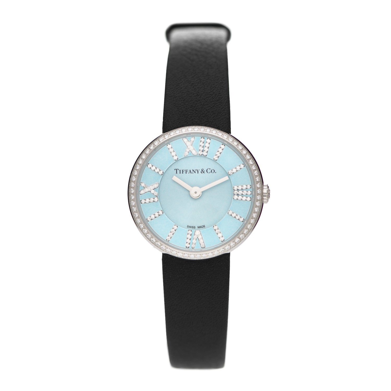 Tiffany Stainless Steel Calfskin Diamond Bezel 24mm Atlas 2-Hand Quartz Watch Tiffany Blue 1 of 4
