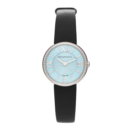 Tiffany Stainless Steel Calfskin Diamond Bezel 24mm Atlas 2-Hand Quartz Watch Tiffany Blue 1 of 4