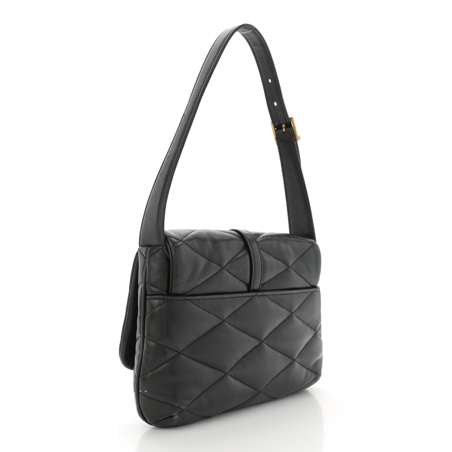 Lambskin Quilted Le 57 Diamond Shoulder Bag Black