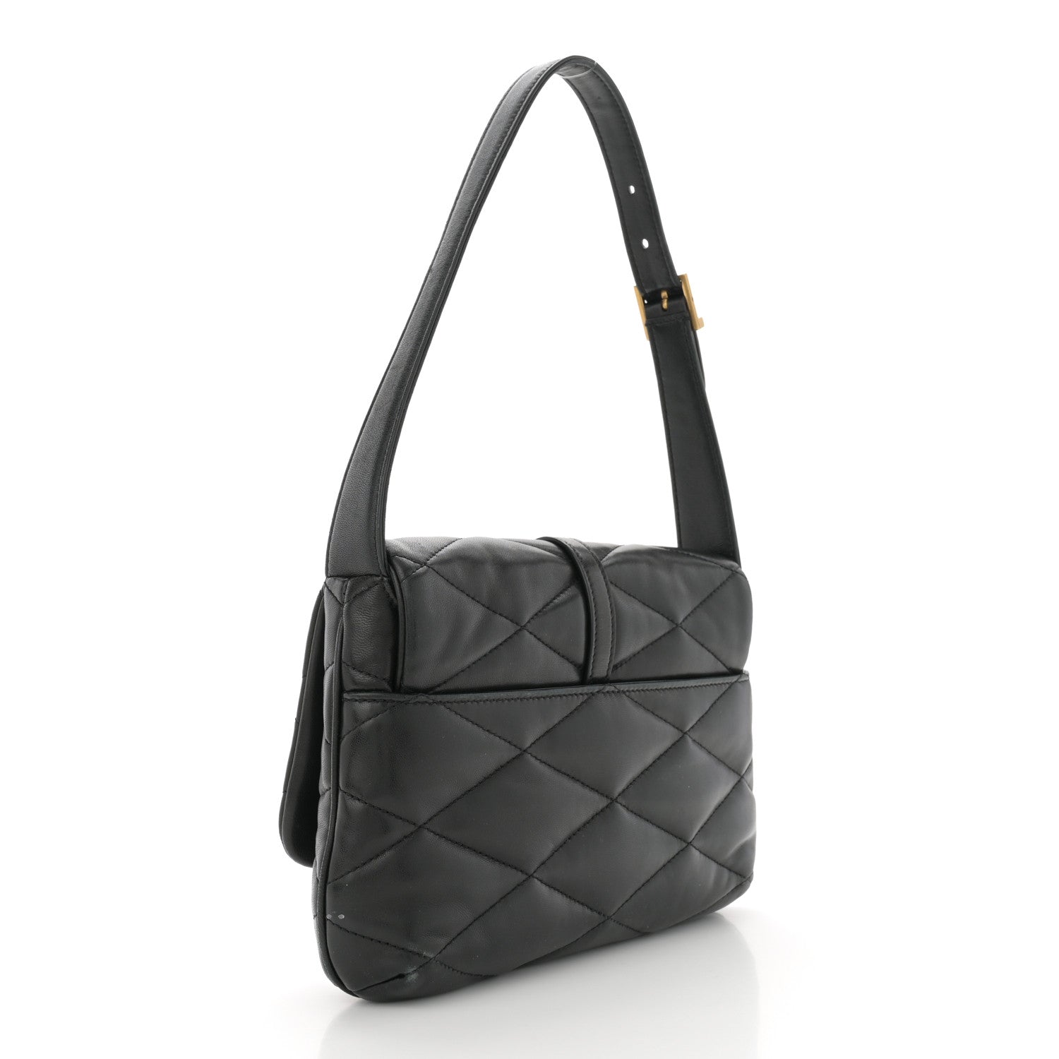Saint Laurent Lambskin Quilted Le 57 Diamond Shoulder Bag Black 3 of 14
