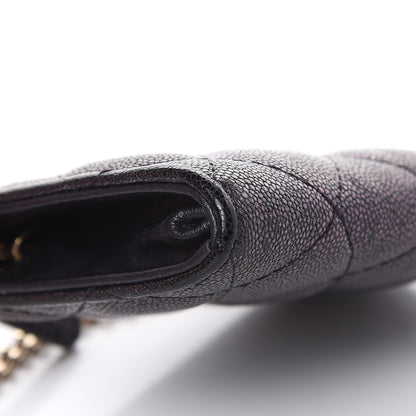 Chanel Iridescent Caviar Quilted Zipped Key Holder Case Black 8 of 11
