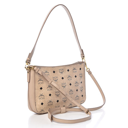 MCM Visetos Medium Essential Shoulder Bag Beige 4 of 17