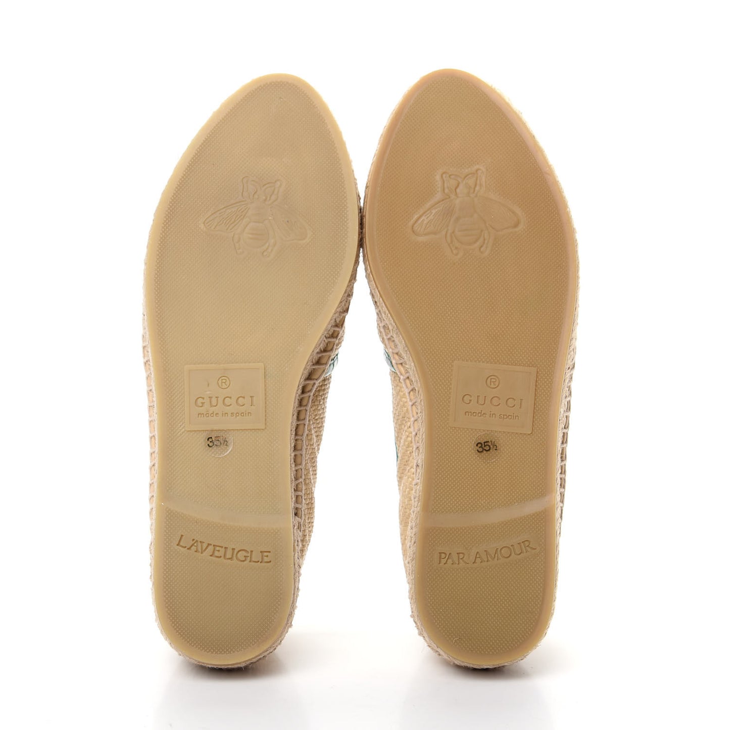 Straw Elaphe Matelasse GG Marmont Espadrilles 35.5 Natural New Shamarock