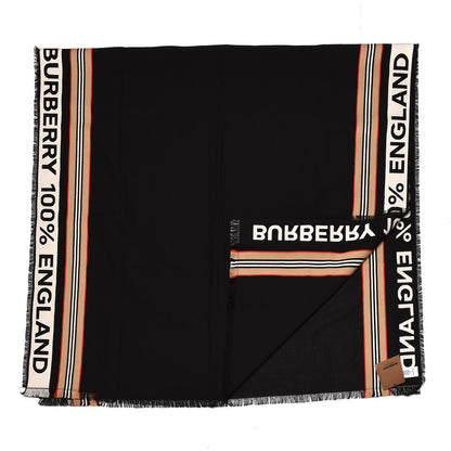Burberry Cotton Icon Stripe Scarf Black 1 of 4