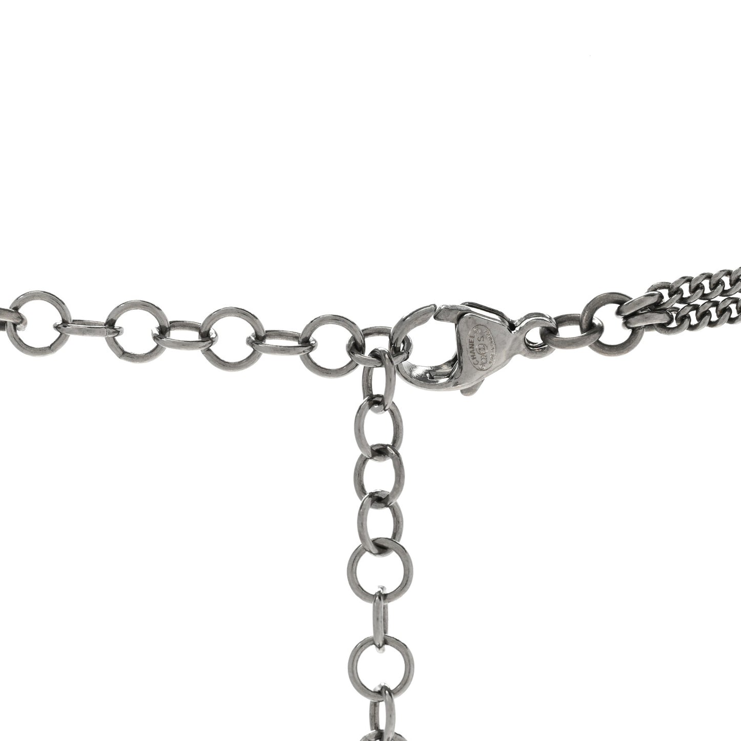 Crystal Pearl Enamel CC Butterfly Choker Necklace Silver