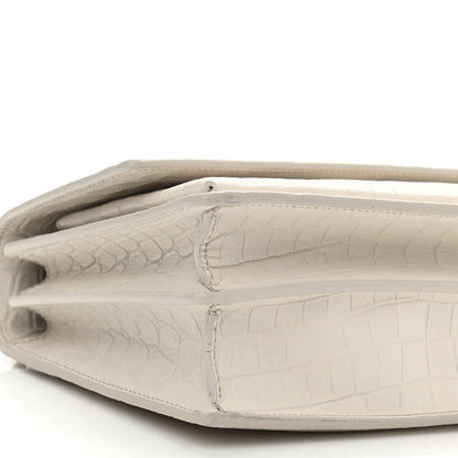Saint Laurent Calfskin Crocodile Embossed Medium Monogram Sunset Blanc Vintage 10 of 11