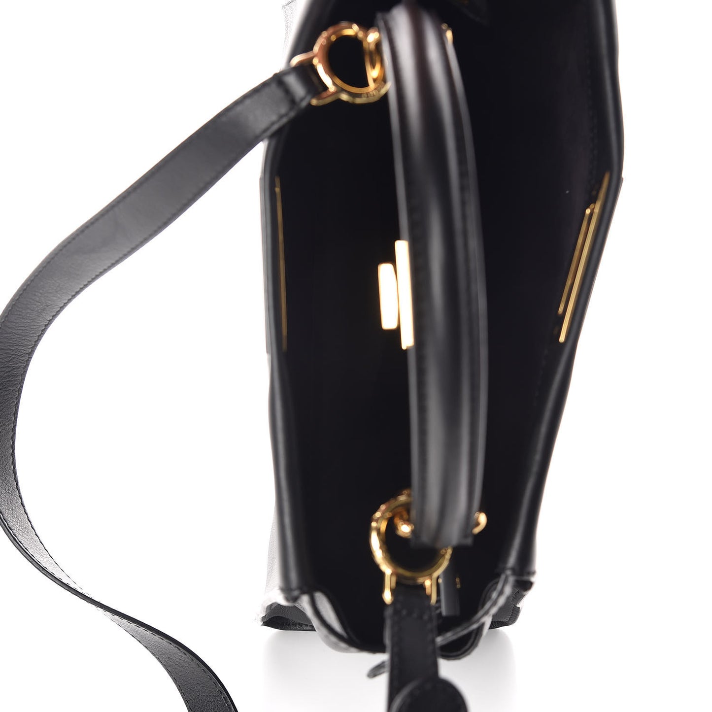 Vitello Seta Shiny Nappa Medium Peekaboo Iconic Satchel Black
