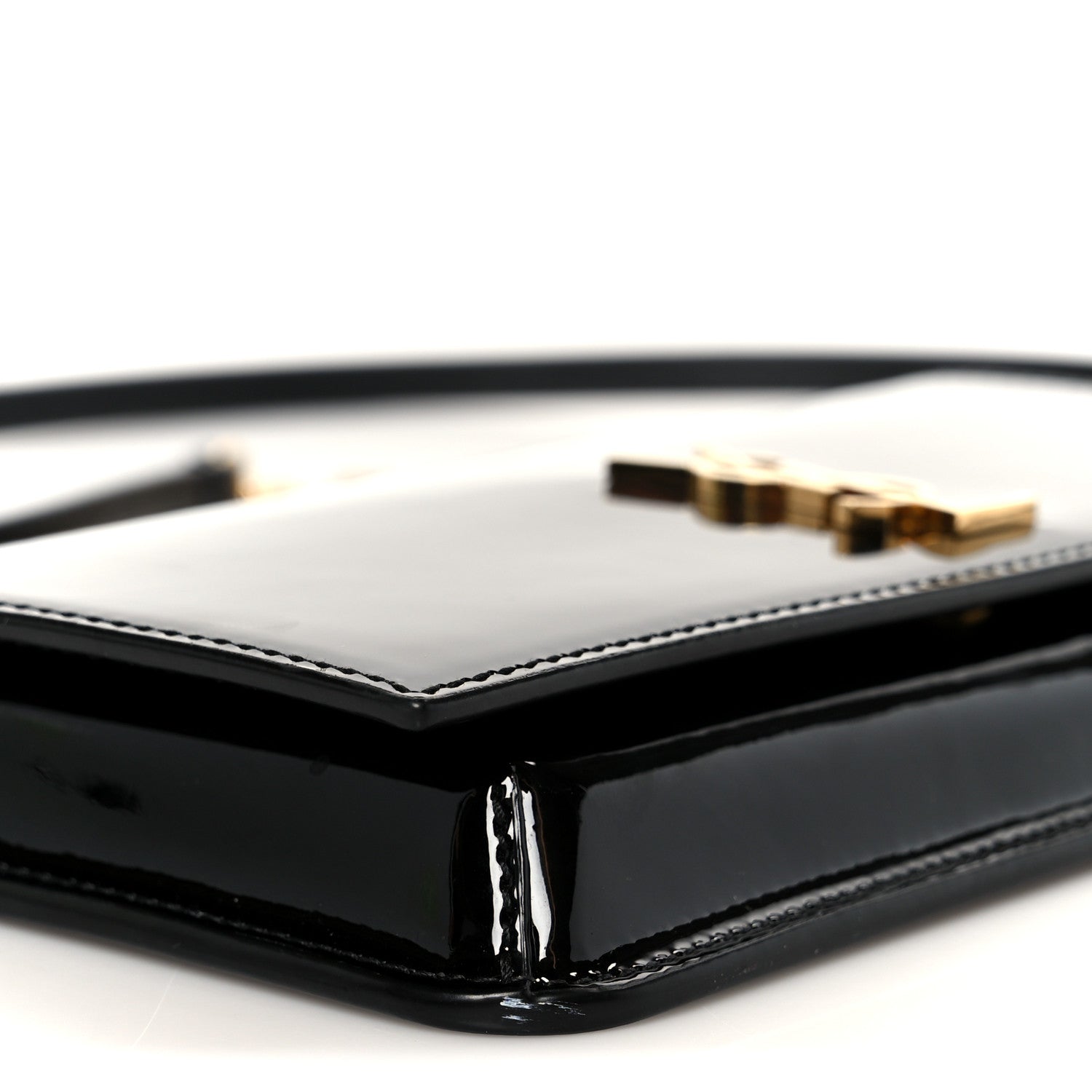 Saint Laurent Vernice Diamond Calfskin Monogram Phone Holder Crossbody Black 9 of 10