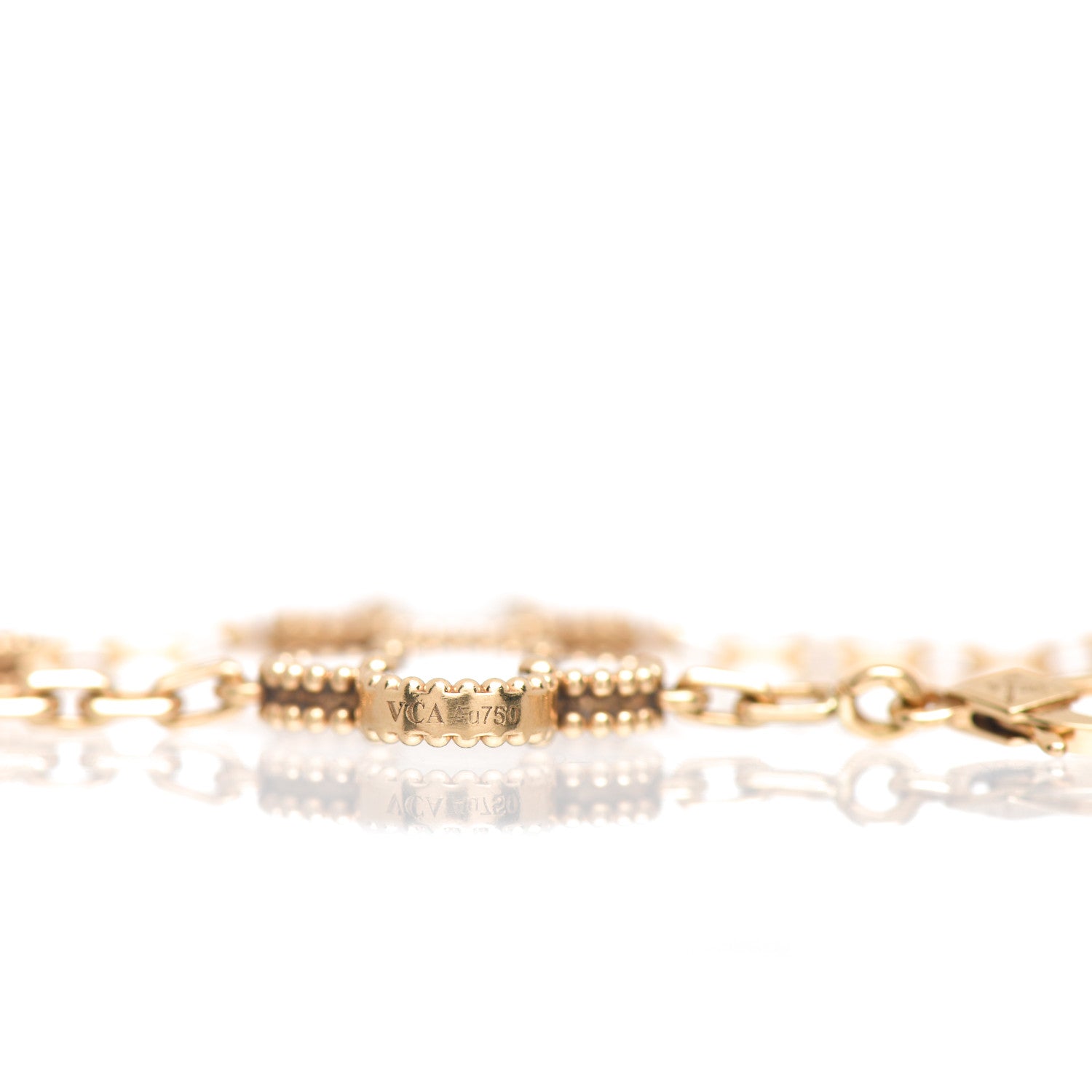 Van Cleef & Arpels 18K Yellow Gold Mother of Pearl 5 Motifs Vintage Alhambra Bracelet 4 of 5