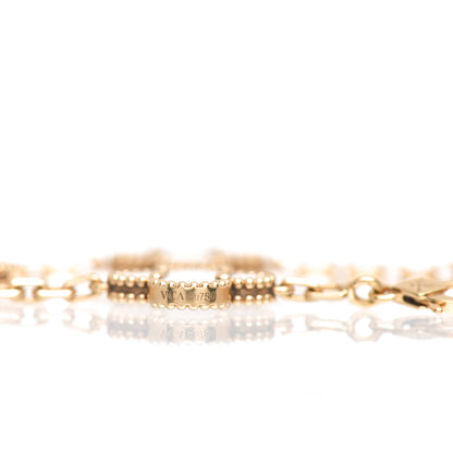 Van Cleef & Arpels 18K Yellow Gold Mother of Pearl 5 Motifs Vintage Alhambra Bracelet 4 of 5