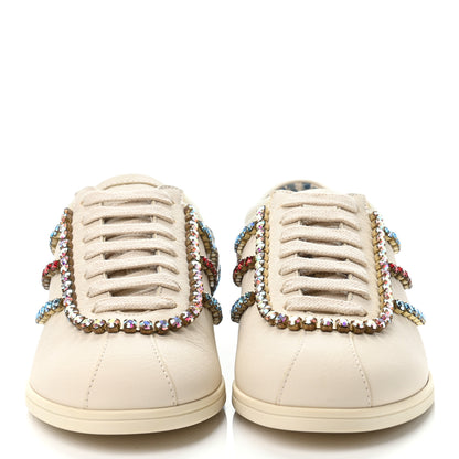 Gucci Calfskin Crystal Womens Falacer Sneakers 35 White 2 of 4