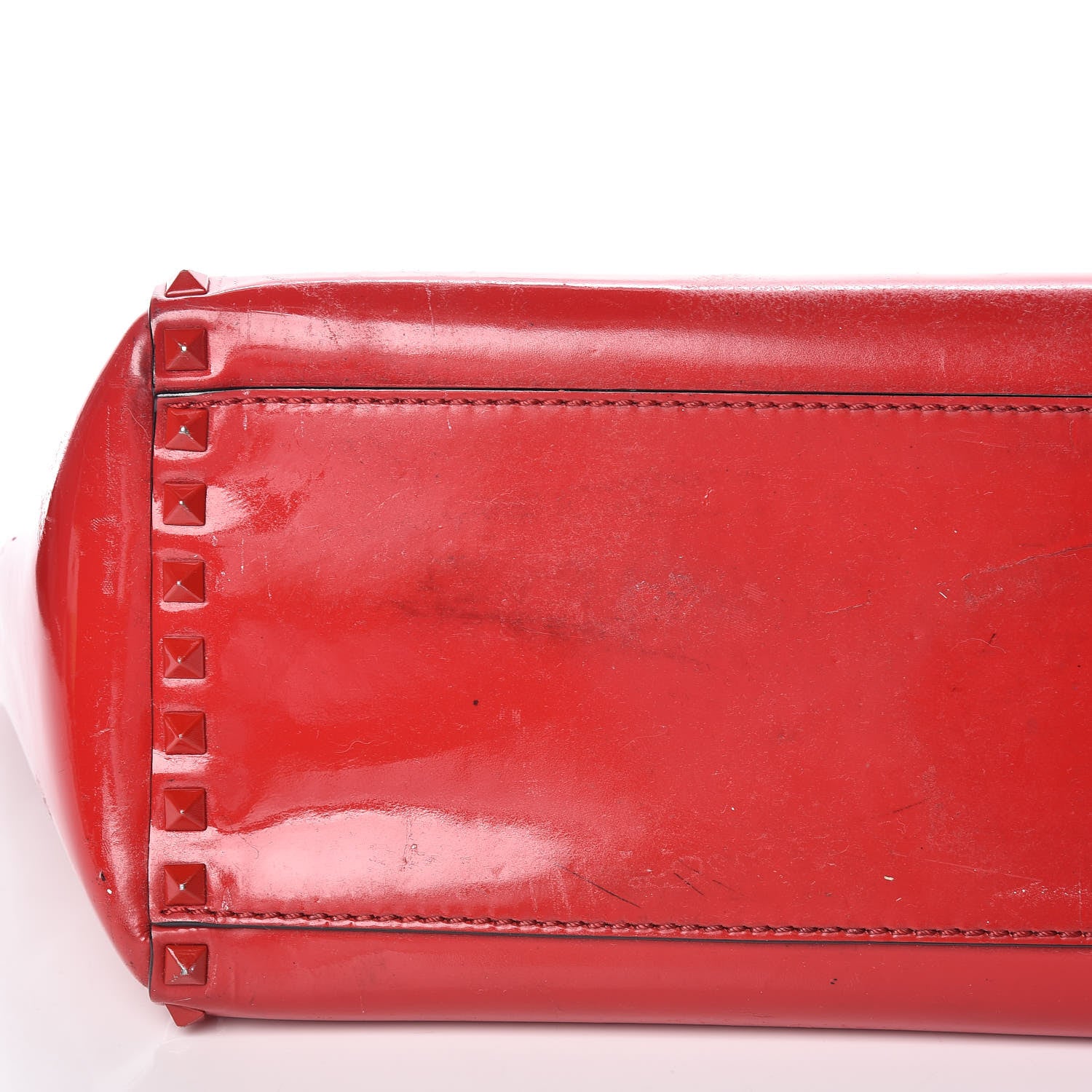 Valentino Garavani Patent Monochrome Rockstud Double Handle Tote Rosso Valentino 14 of 15