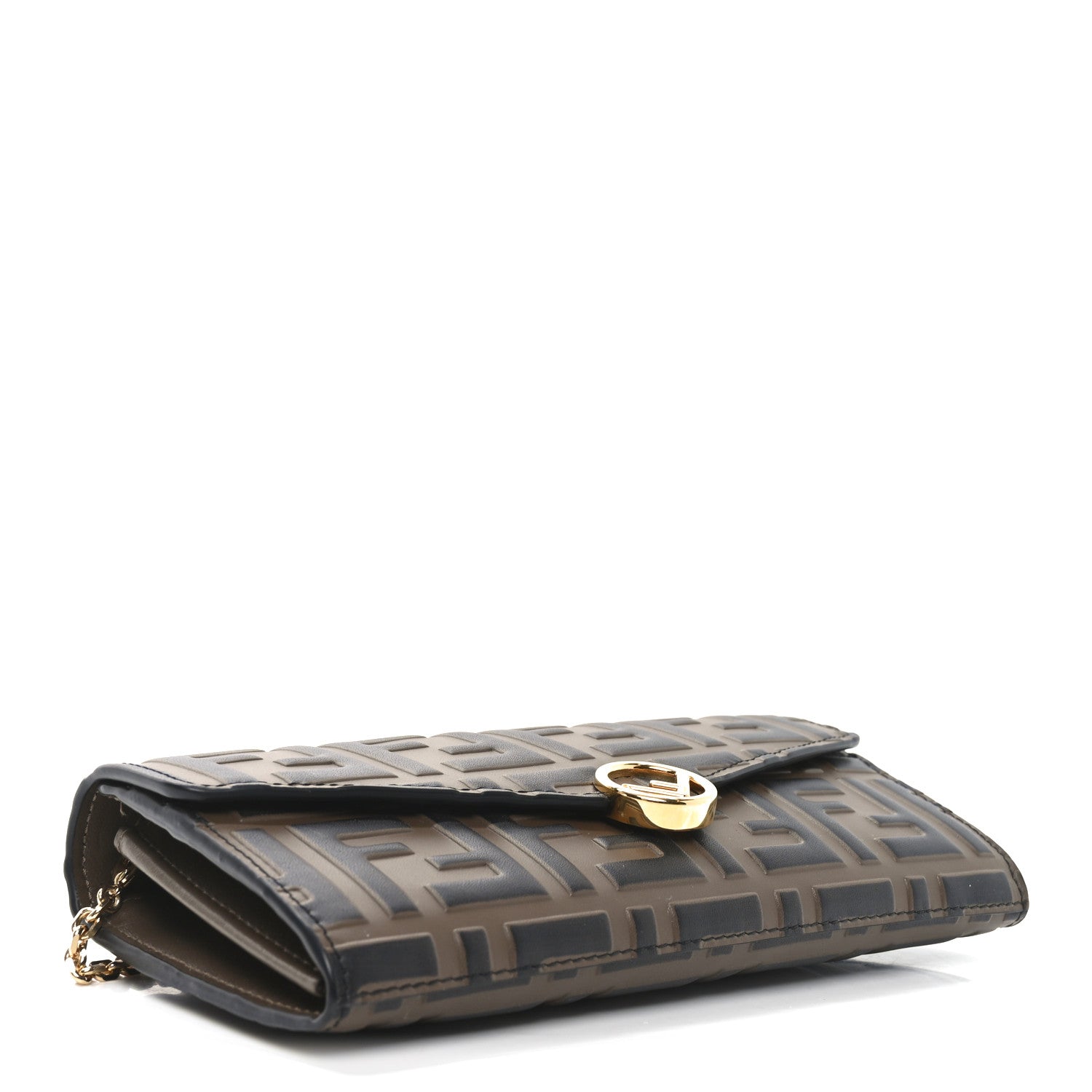 Fendi Vitello Soft F is Fendi Bi-Color FF 1974 Embossed Continental Envelope Wallet On Chain Maya Black 4 of 10