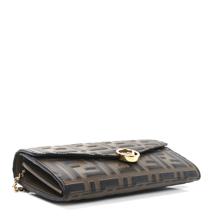 Fendi Vitello Soft F is Fendi Bi-Color FF 1974 Embossed Continental Envelope Wallet On Chain Maya Black 4 of 10