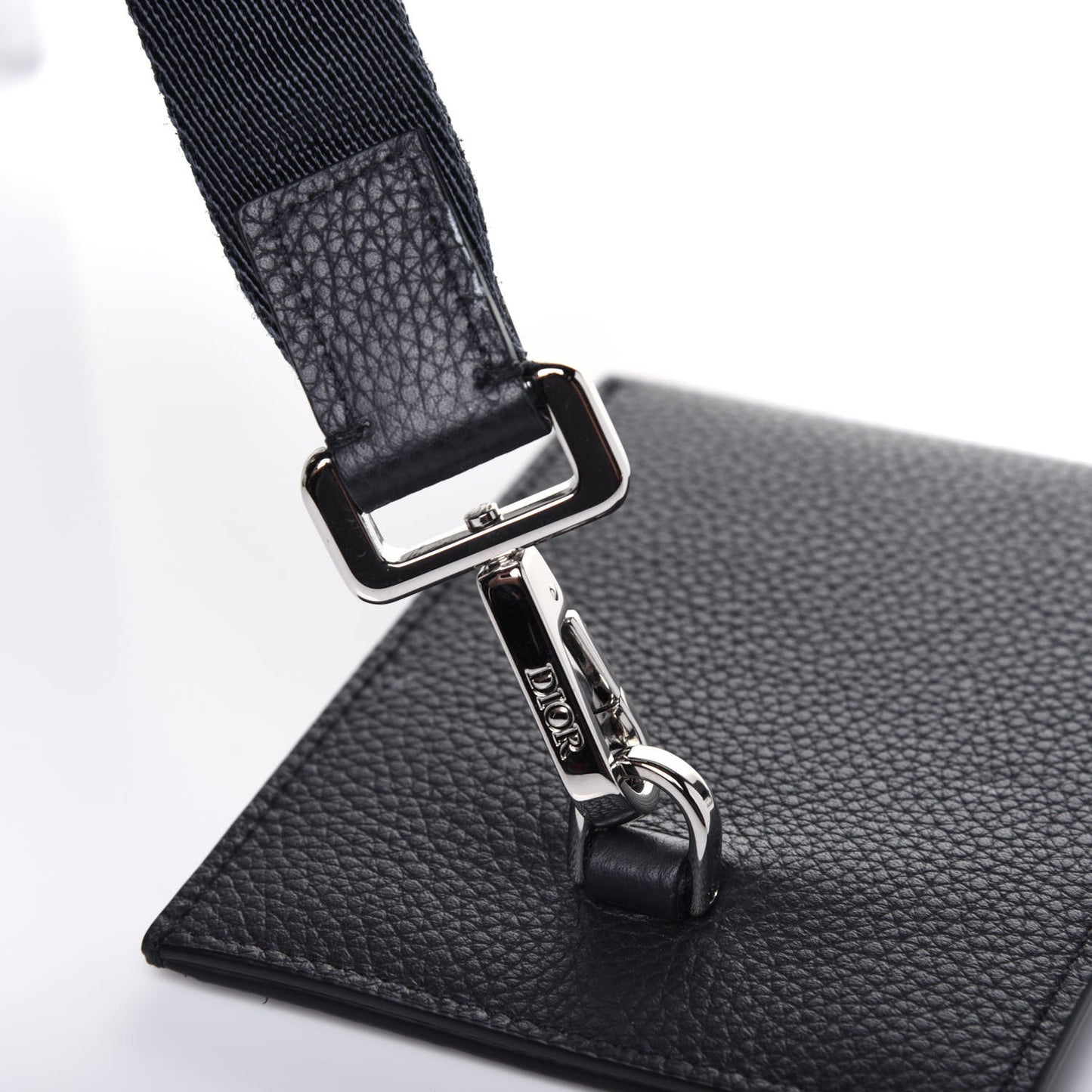 X AIR JORDAN Grained Calfskin Vertical Card Holder Lanyard Bleu