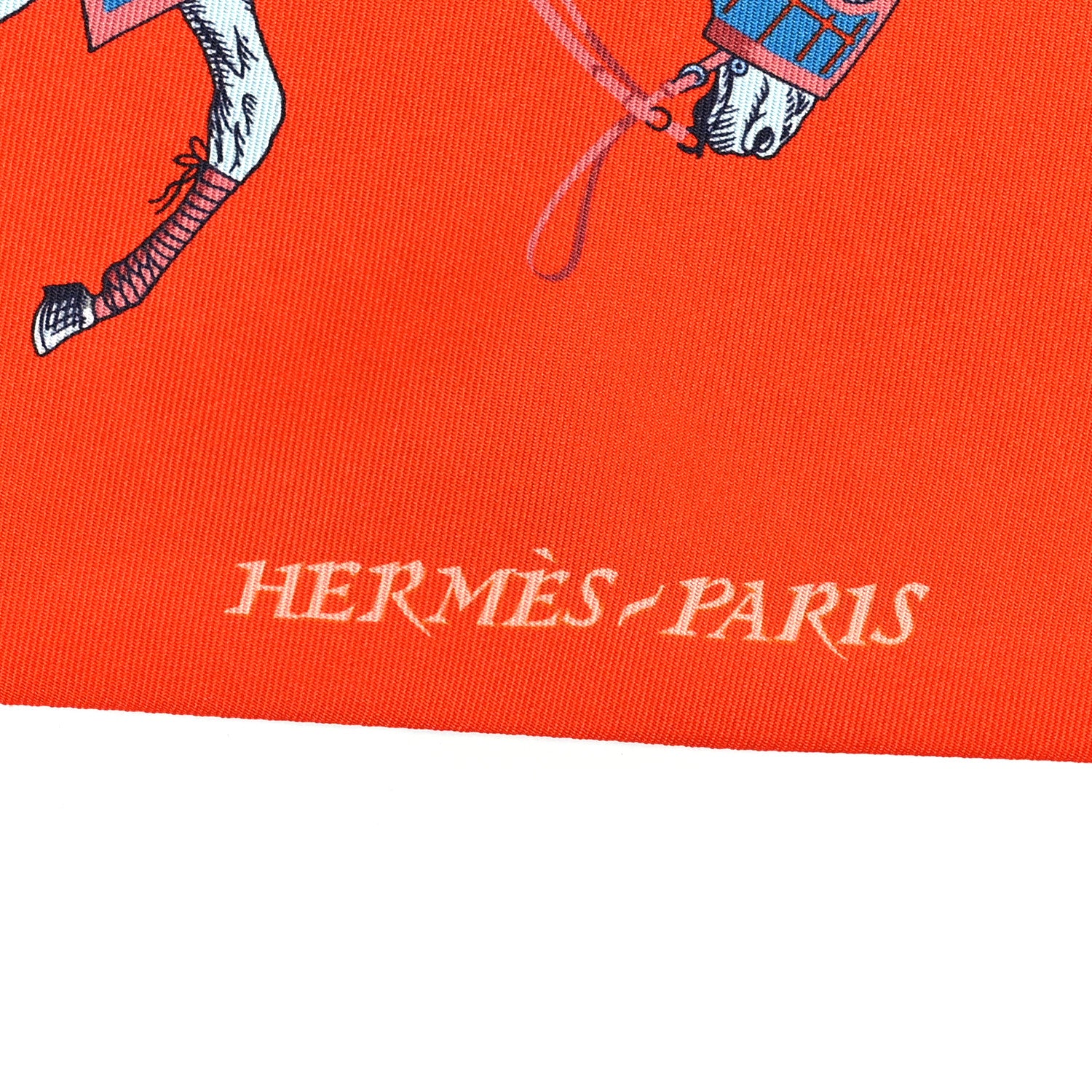 Hermes Silk Couvertures et Tenues de Jour a Carreaux Maxi Twilly Cut Vermillon Marine Ciel 3 of 4
