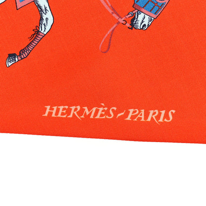 Hermes Silk Couvertures et Tenues de Jour a Carreaux Maxi Twilly Cut Vermillon Marine Ciel 3 of 4