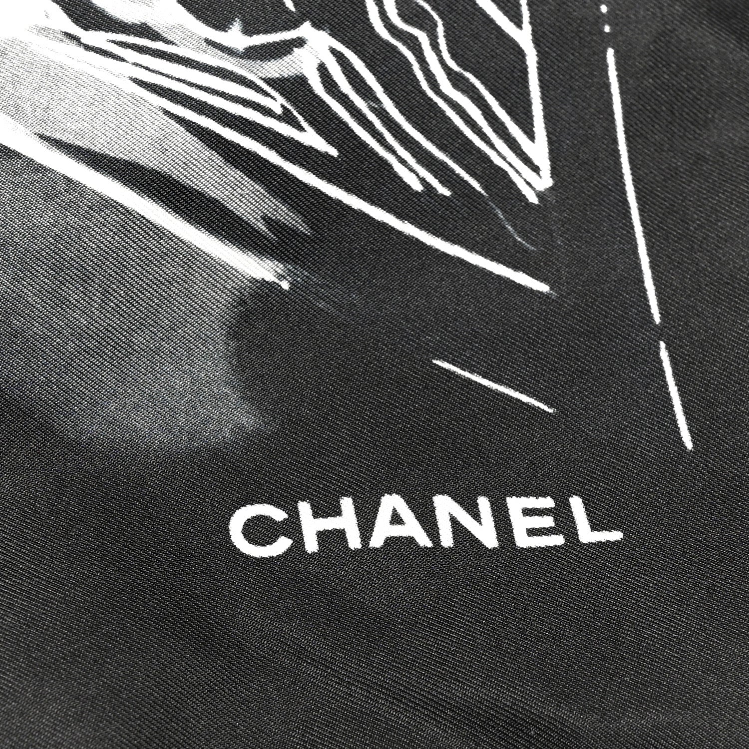Chanel Silk CC Square Scarf Black White 2 of 4