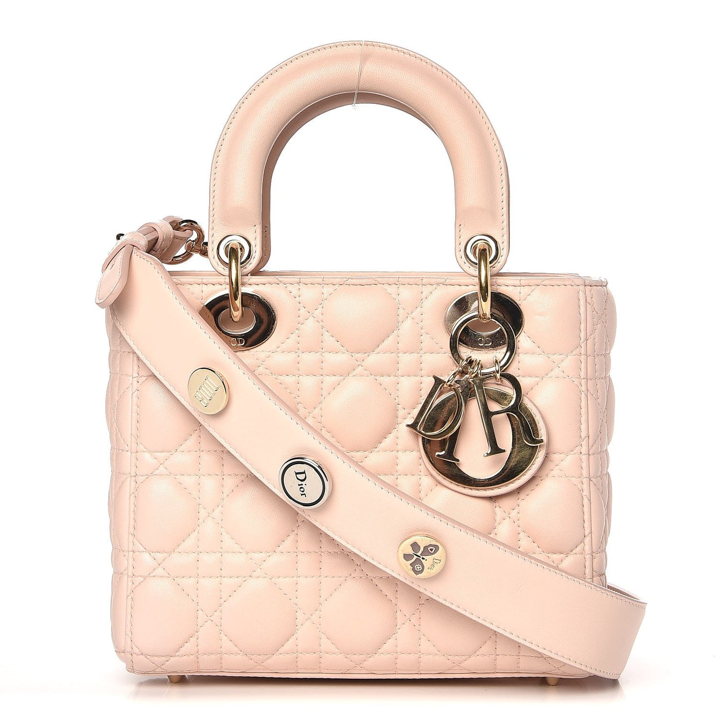 Lambskin Cannage Small Lucky Badges My Lady Dior Pink