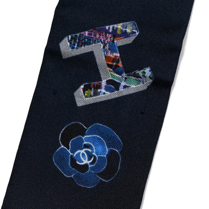 Chanel Silk Twill Slim Bandeau Scarf Navy Multicolor 3 of 4