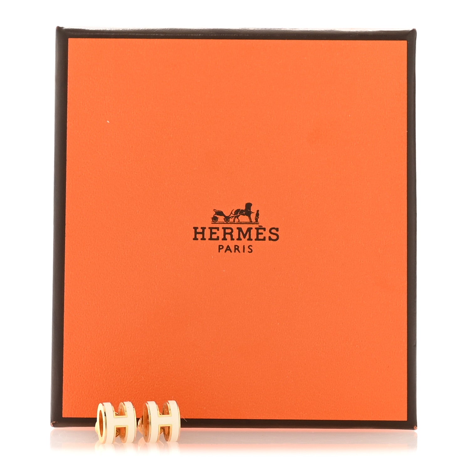 Hermes Gold Lacquered Mini Pop H Earrings White 7 of 7