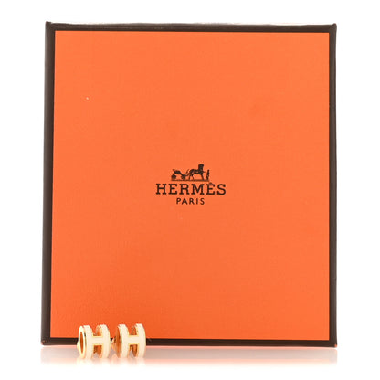 Hermes Gold Lacquered Mini Pop H Earrings White 7 of 7