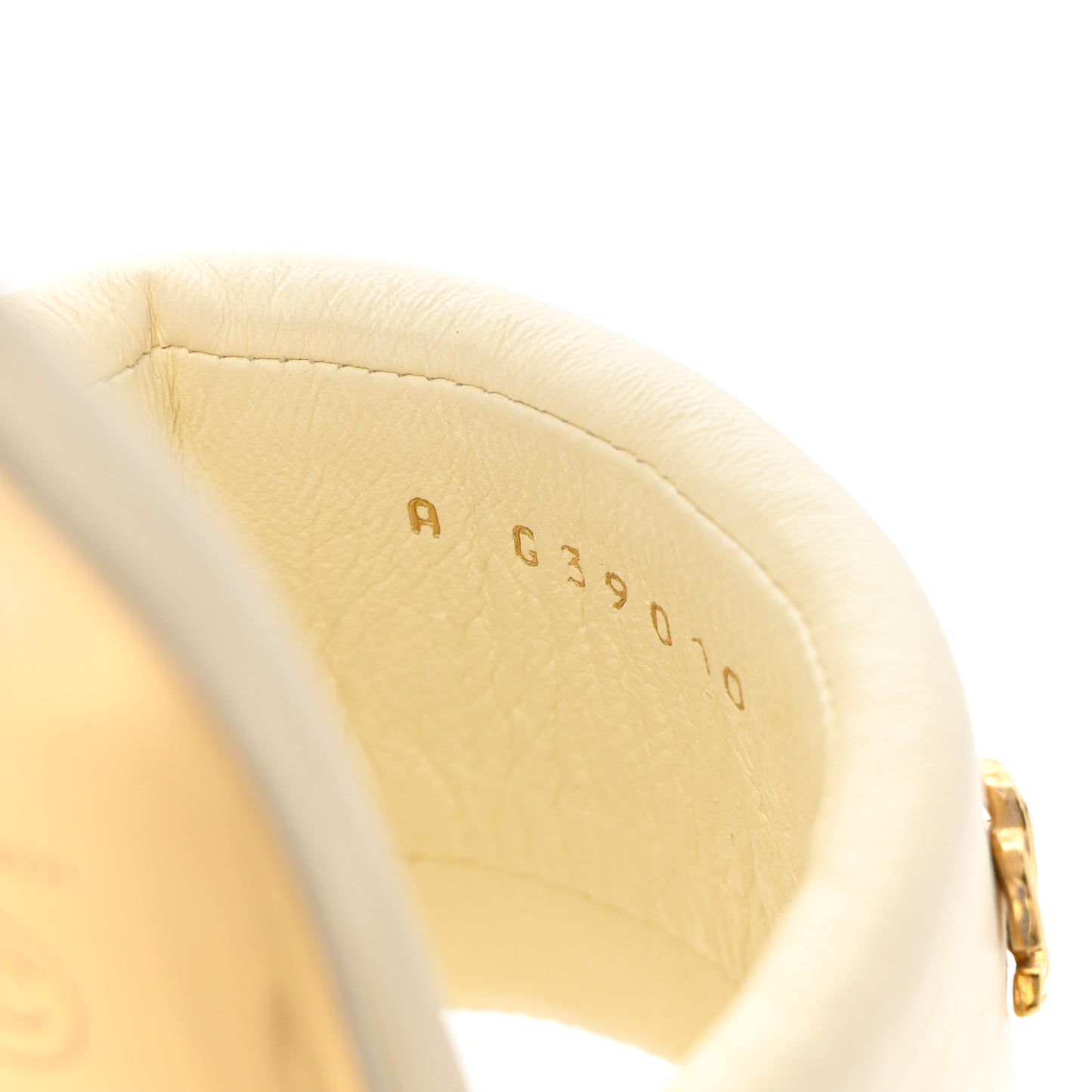 Lambskin Chain CC Mules 38 White Gold