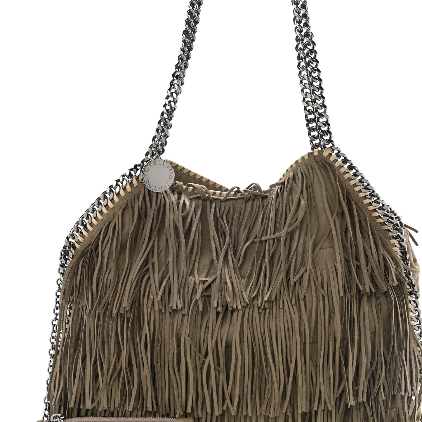 Eco Suede Fringe Big Falabella Tote Taupe