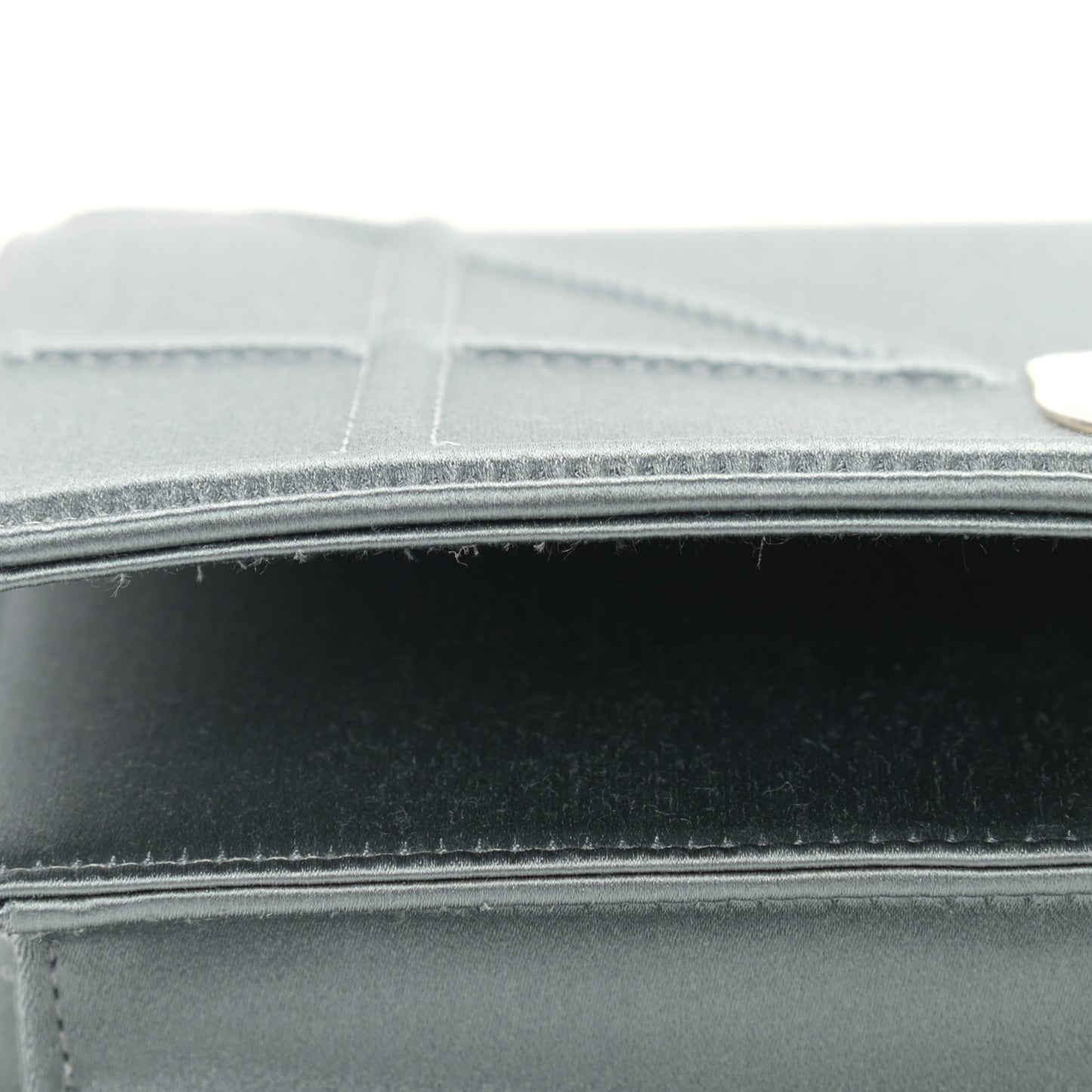 Satin Diorama Wallet on Chain Pouch Blue Gray