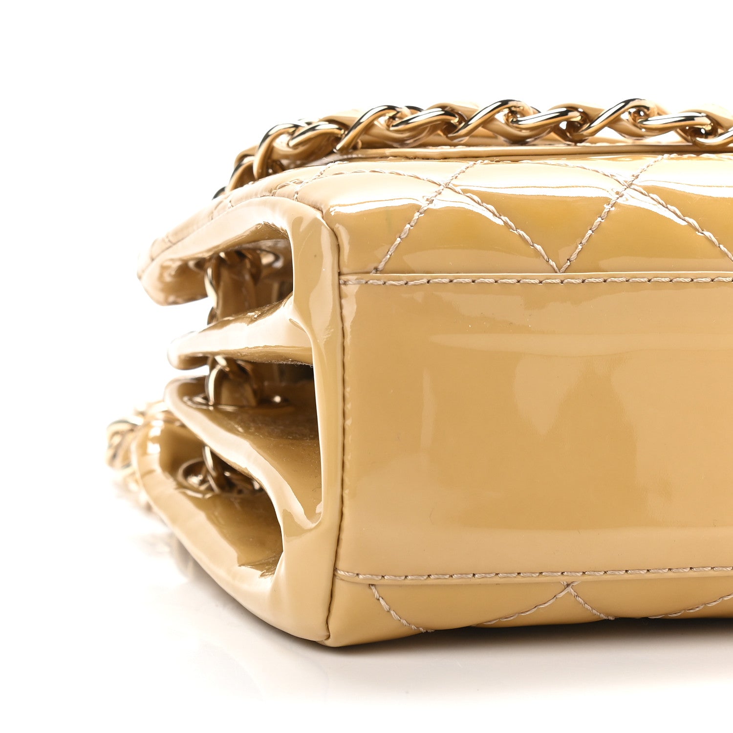 Chanel Patent Quilted Accordion Double Flap Beige 7 of 12